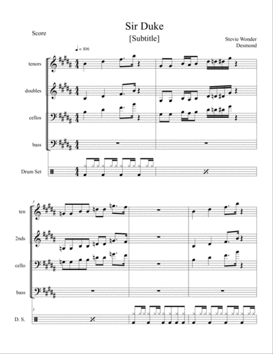 Sir Duke Sir Duke Percussion Ensemble scores gallery preview page 1