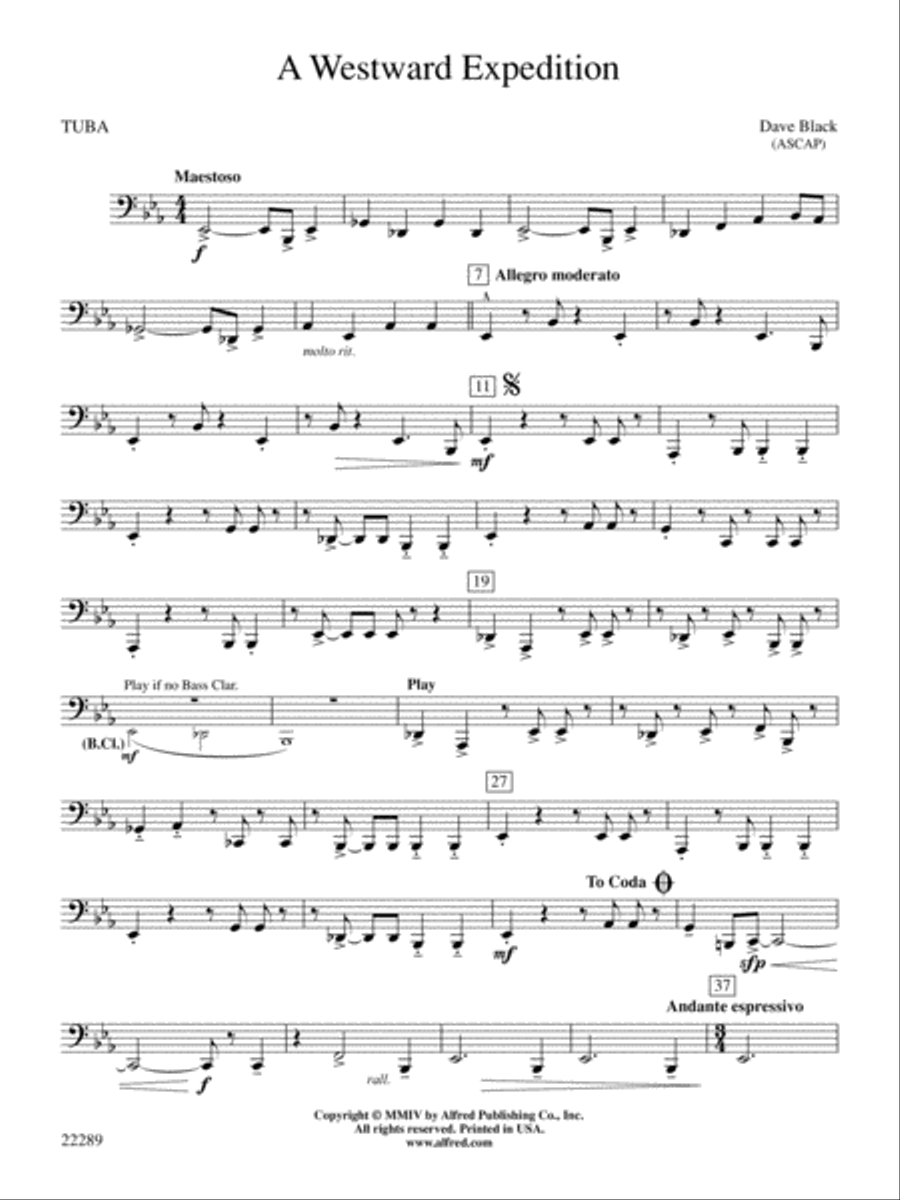 A Westward Expedition: Tuba Concert Band scores gallery preview page 1