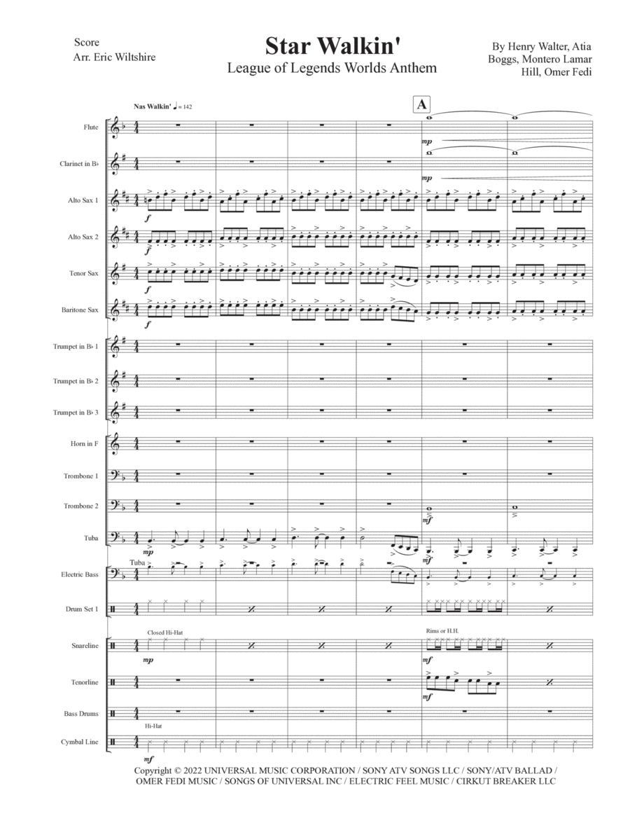 Star Walkin' (league Of Legends Worlds Anthem) Marching Band scores gallery preview page 1