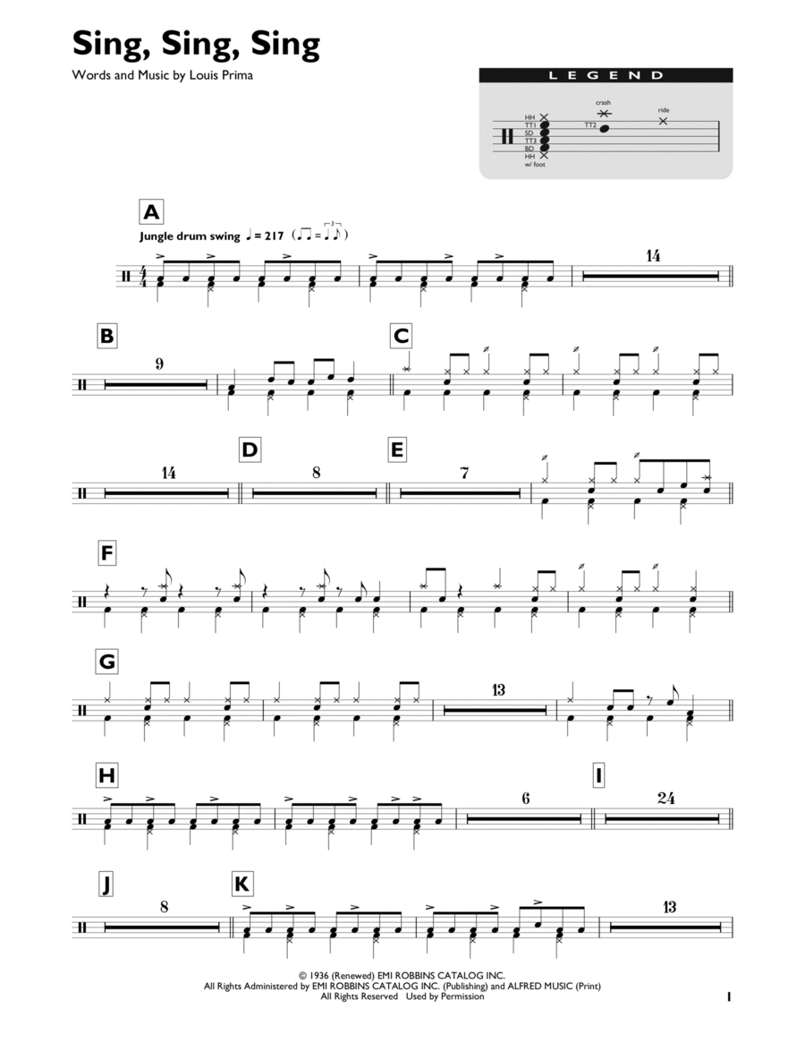Sing Sing Drum Set scores gallery preview page 1