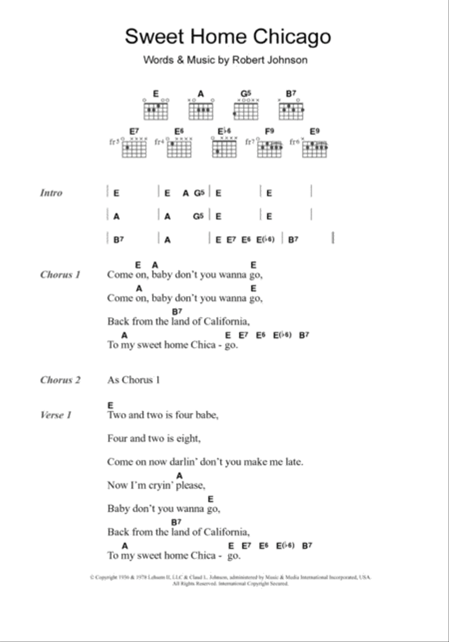 Sweet Home Chicago Electric Guitar scores gallery preview page 1