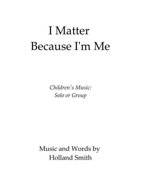 I Matter Because I'm Me - Children's Song image number null