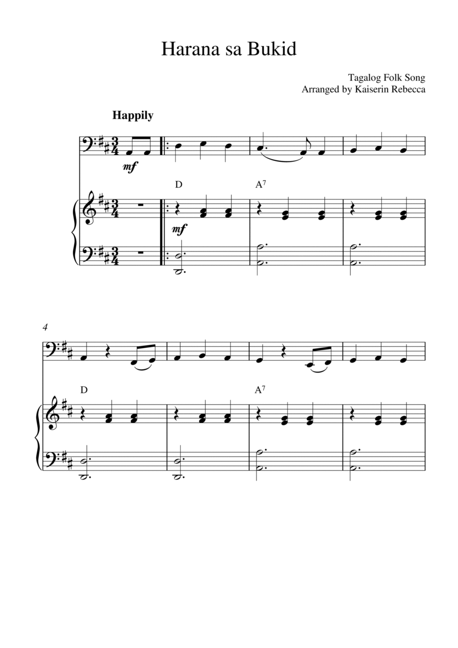 Harana sa Bukid (for cello solo and piano accompaniment) SA scores gallery preview page 1