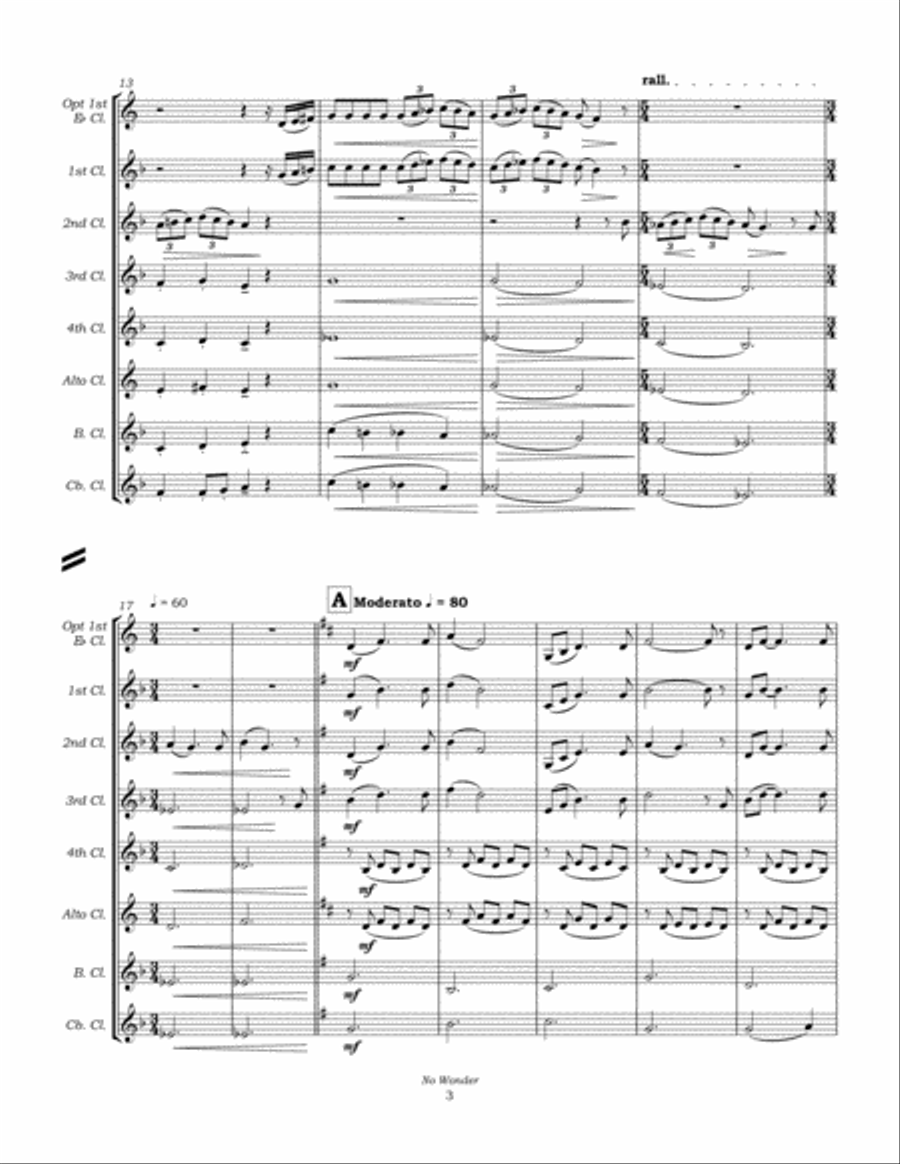 No Wonder Clarinet Choir scores gallery preview page 6