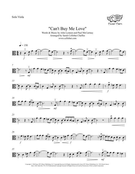 Can't Buy Me Love - Solo Viola - the Beatles arr. Cellobat