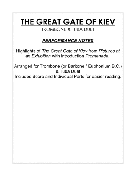 The Great Gate of Kiev from Pictures at an Exhibition - Trombone & Tuba Duet image number null