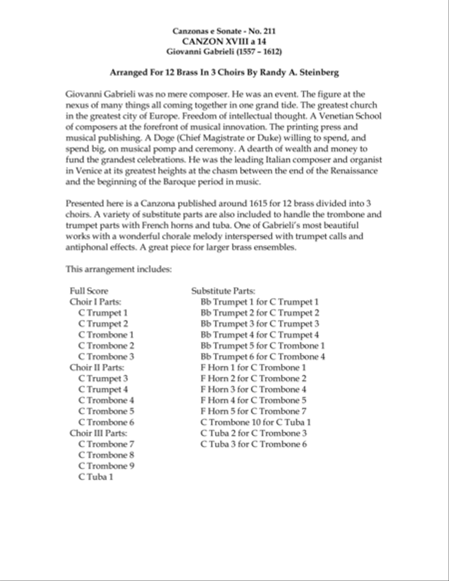 Canzon XVIII a 14 - No. 211 Brass Ensemble scores gallery preview page 3
