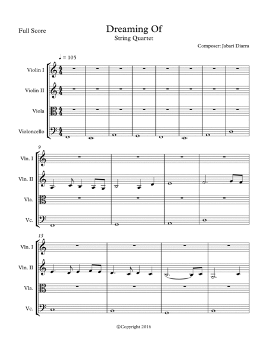 Dreaming Of - String Quartet String Quartet scores gallery preview page 2