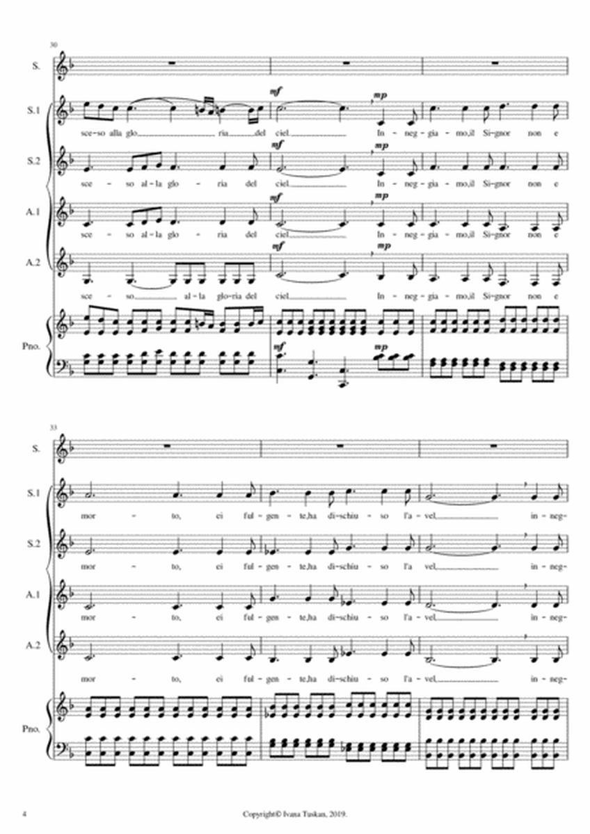 Regina Coeli (from Cavalleria rusticana) SSAA, soprano solo, piano/organ full version F major image number null