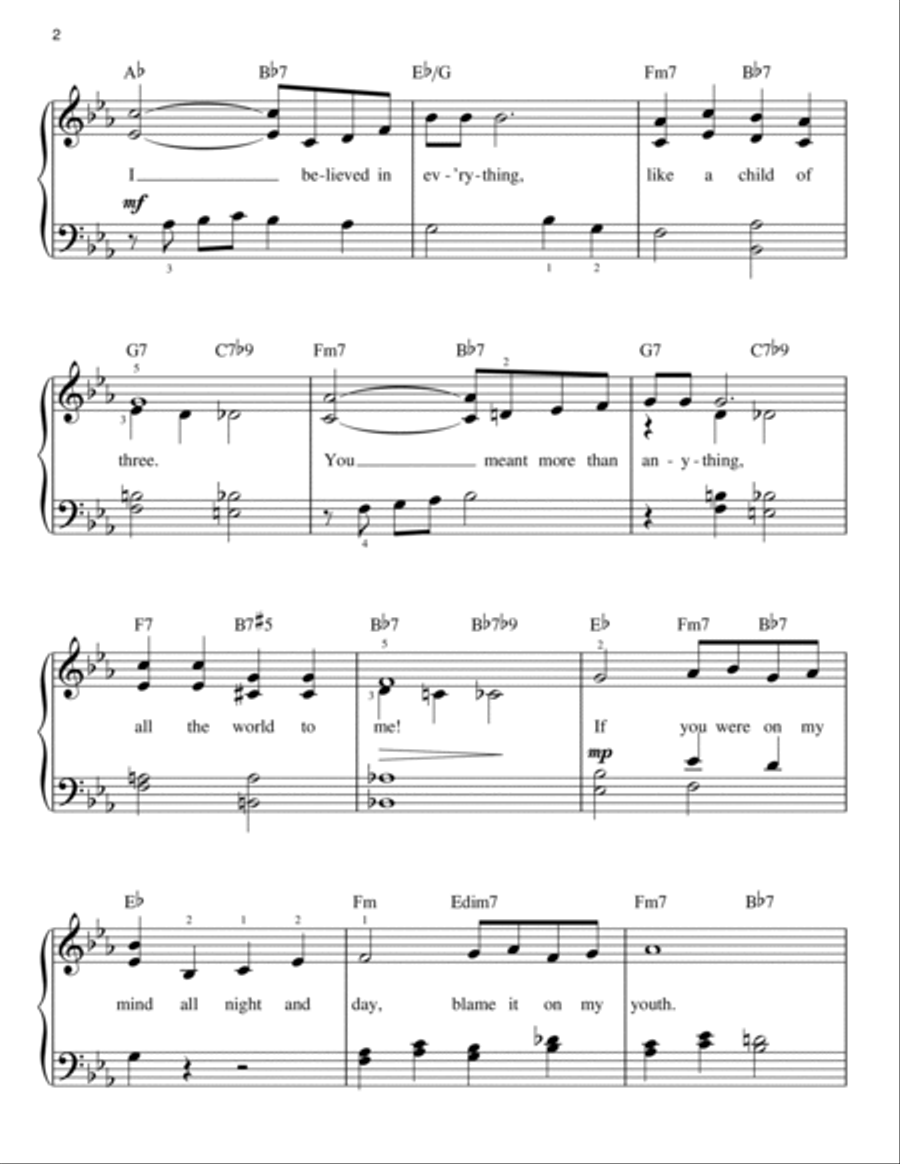 Blame It On My Youth (arr. Phillip Keveren) Easy Piano scores gallery preview page 2