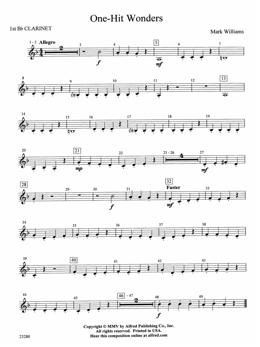 One-Hit Wonders: 1st B-flat Clarinet