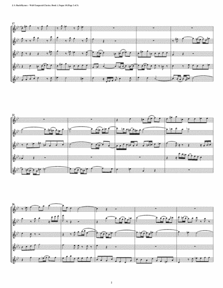 Fugue 18 from Well-Tempered Clavier, Book 1 (Flute Quintet) image number null