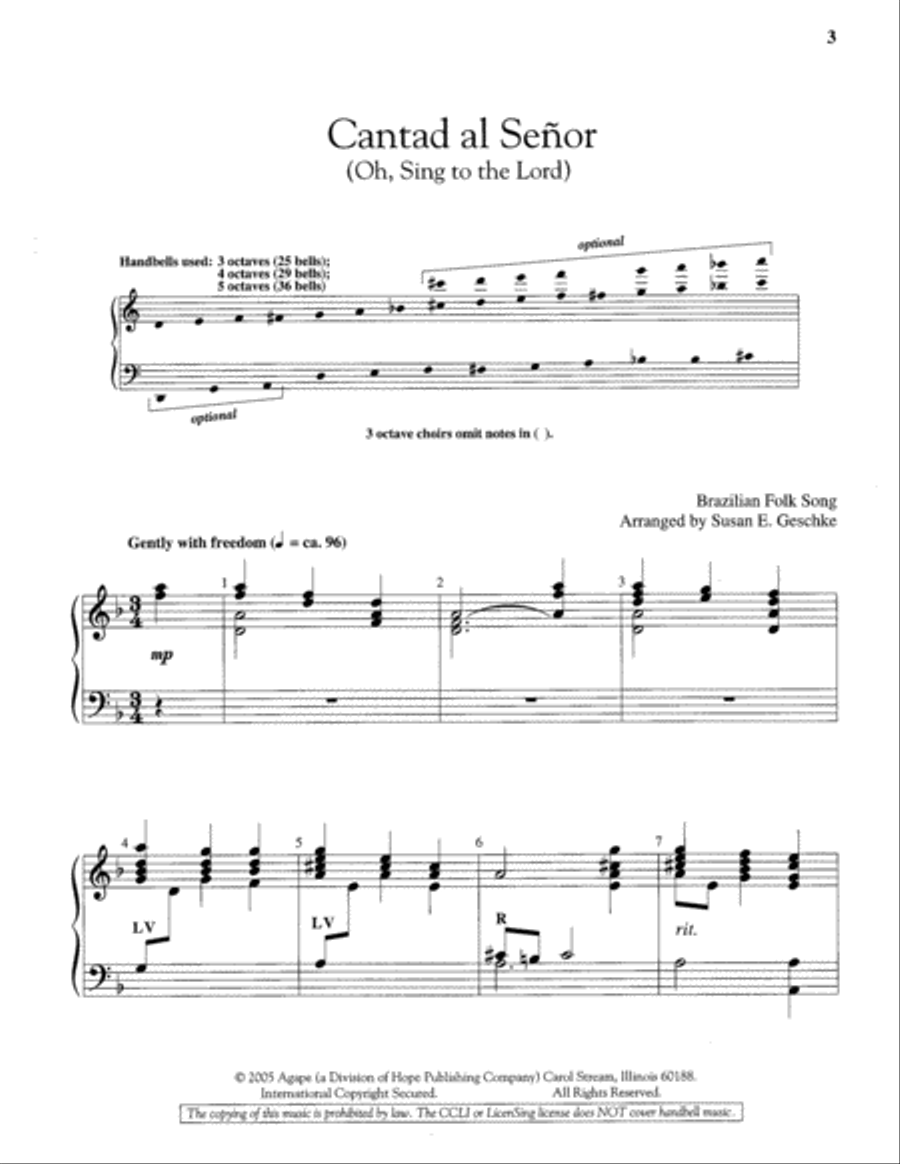 Cantad al Senor Cantad al Senor 5-Octaves scores gallery preview page 3