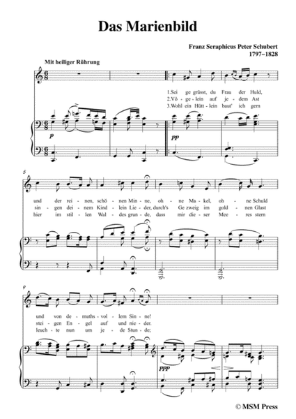 Schubert-Das Marienbild,in C Major,for Voice&Piano image number null