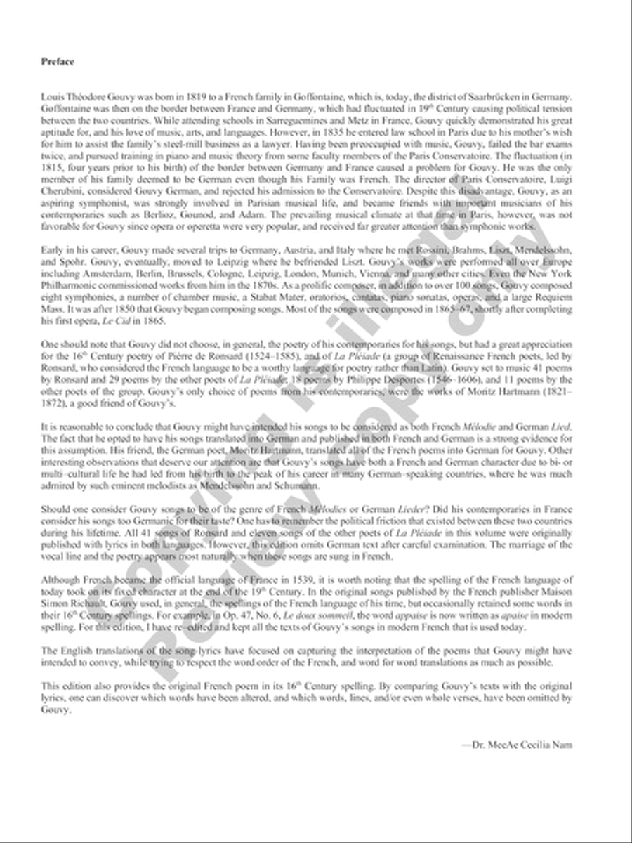 Songs of Gouvy, Volume 1: 40 poèmes de Pierre de Ronsard; 12 poèmes de La Pleïade Piano Accompaniment scores gallery preview page 24
