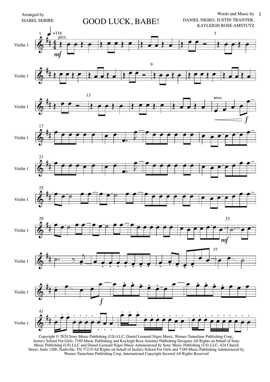 Good Luck, Babe! String Quartet scores gallery preview page 6