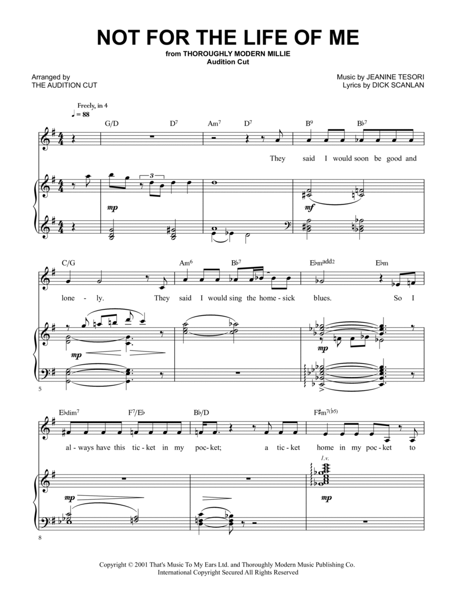 Not For The Life Of Me Voice scores gallery preview page 1