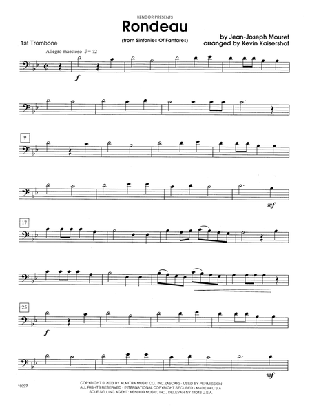 Rondeau (from Sinfonies Of Fanfares) (arr. Kevin Kaisershot) - 1st Trombone