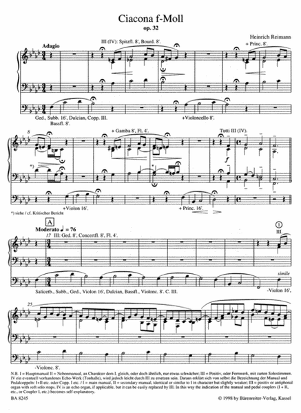 Ciacona f minor, Op. 32