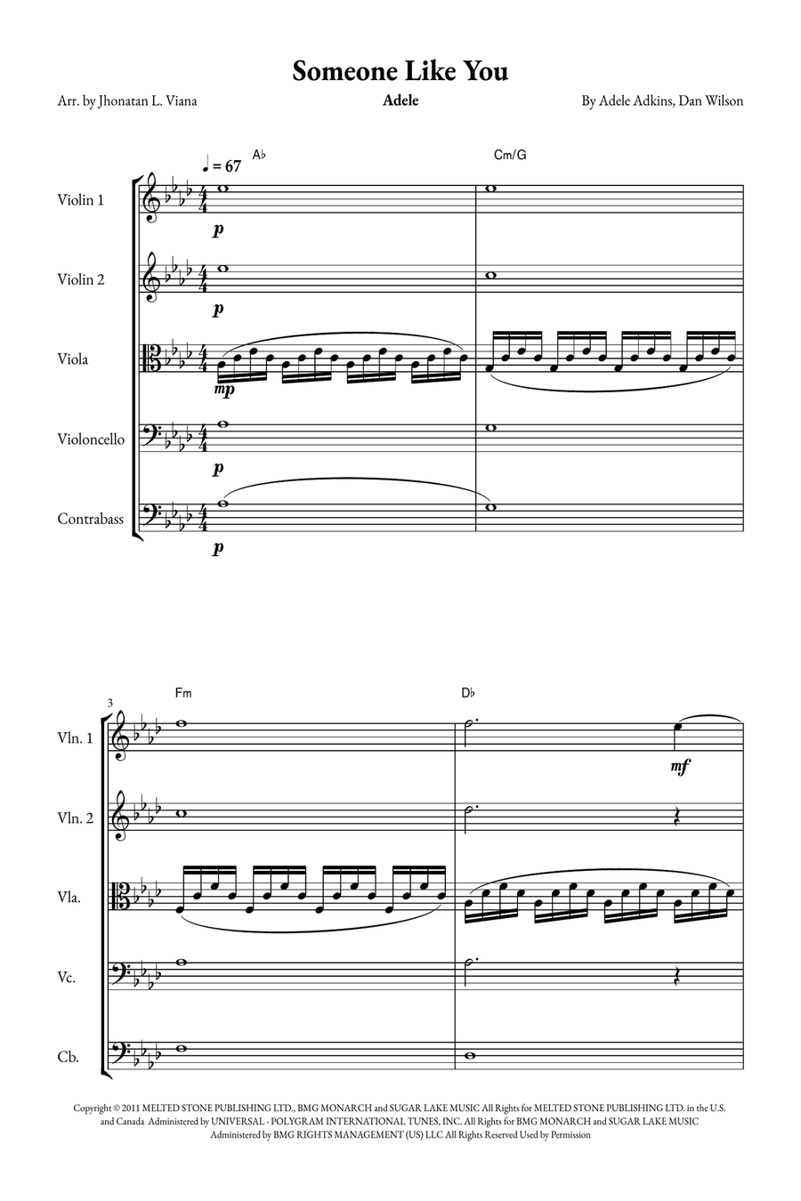 Someone Like You String Quintet scores gallery preview page 1
