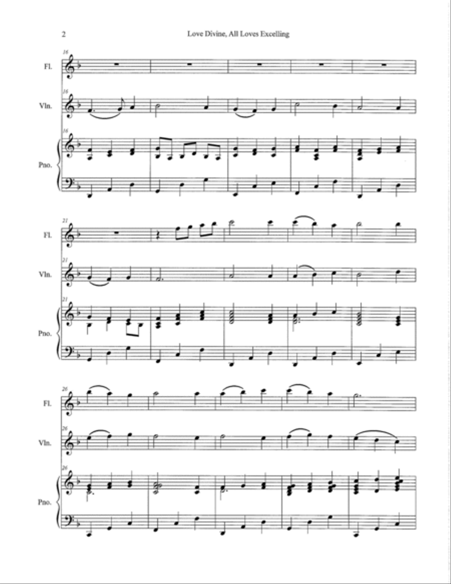 Love Divine, All Loves Excelling (with Jesus Loves Me) Flute scores gallery preview page 2