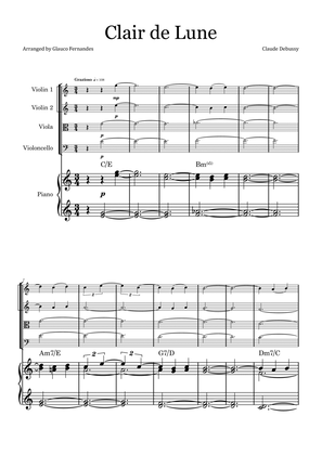 Clair de Lune by Debussy - String Quartet with Piano and Chord Notation