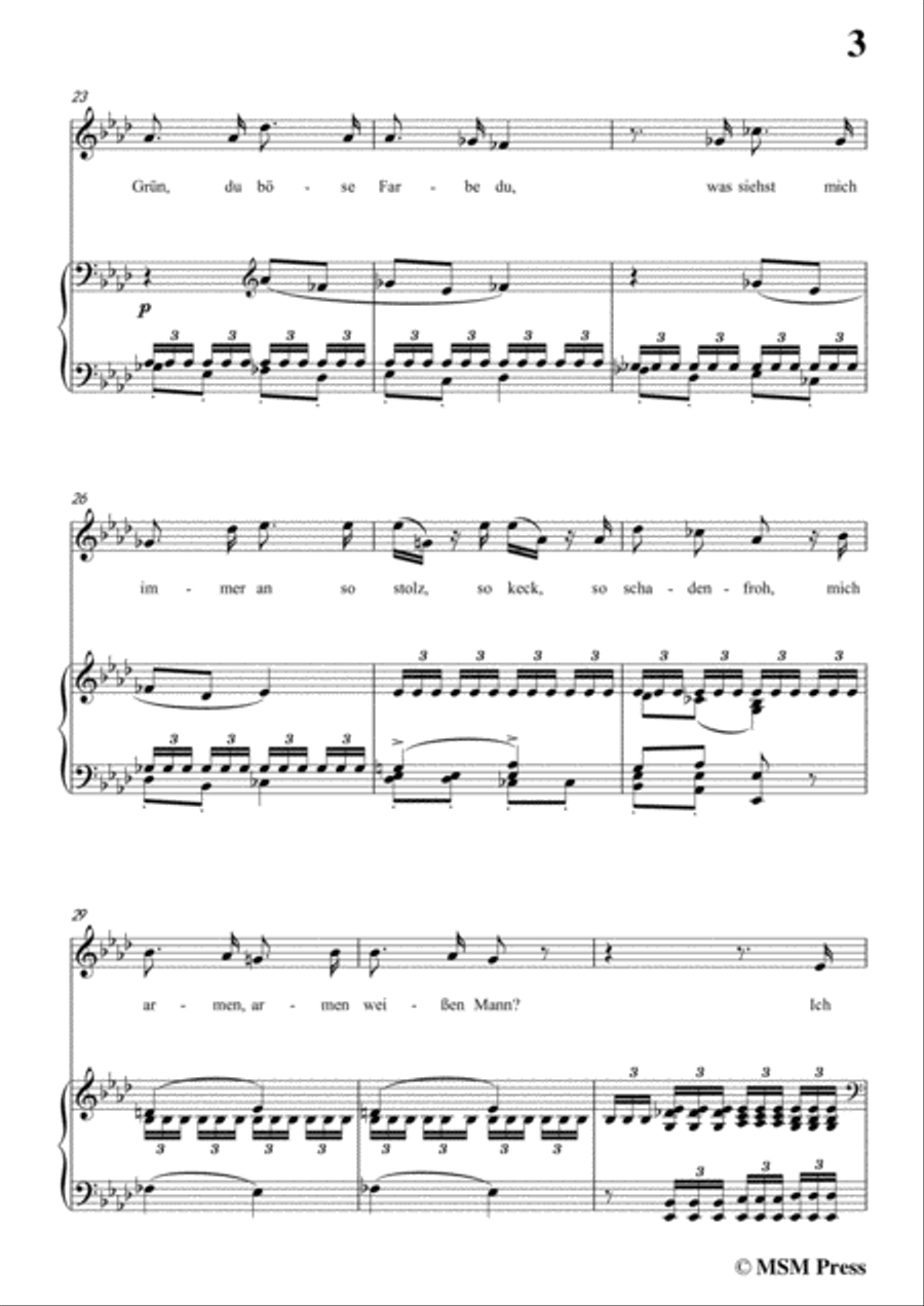 Schubert-Die böse Farbe,from 'Die Schöne Müllerin',Op.25 No.17,in A flat Major,for Voice&Piano Voice scores gallery preview page 5