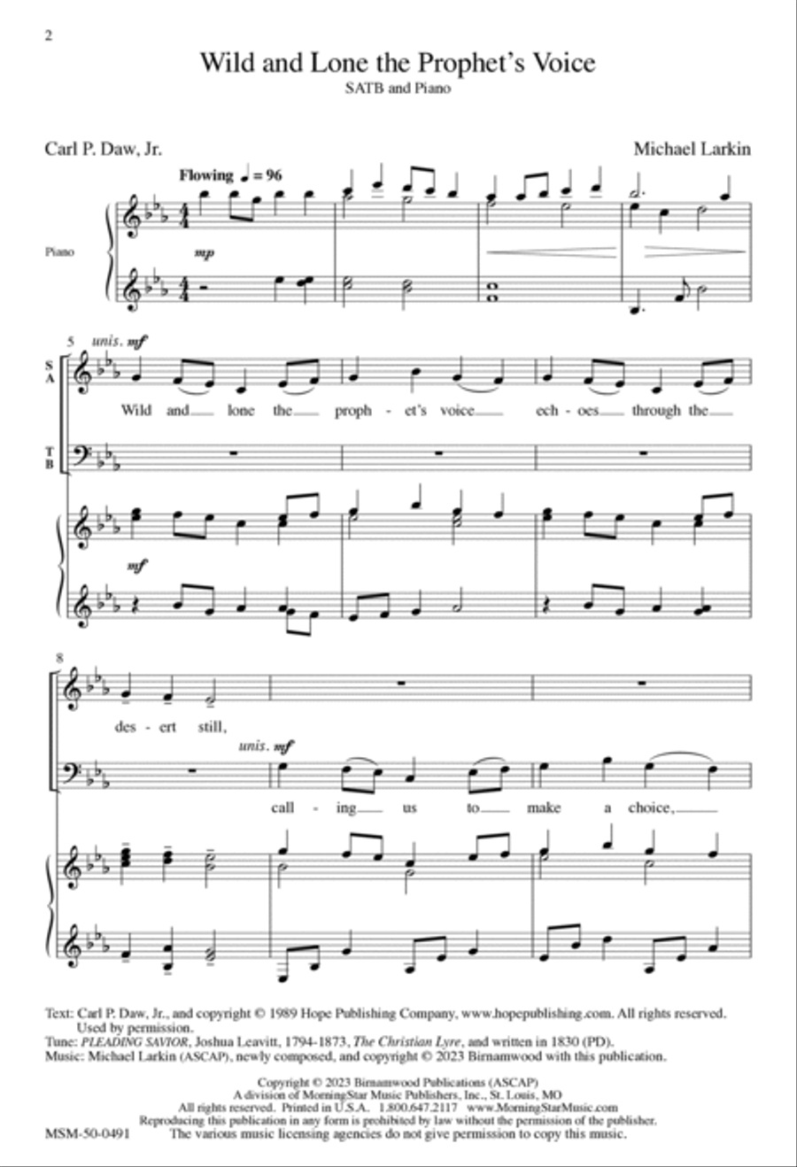 Wild and Lone the Prophet's Voice 4-Part scores gallery preview page 2