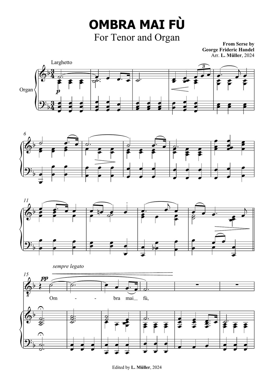 Book cover for Ombra Mai Fù - G. F. Handel - for Contralto Solo with Accompaniment in F Major