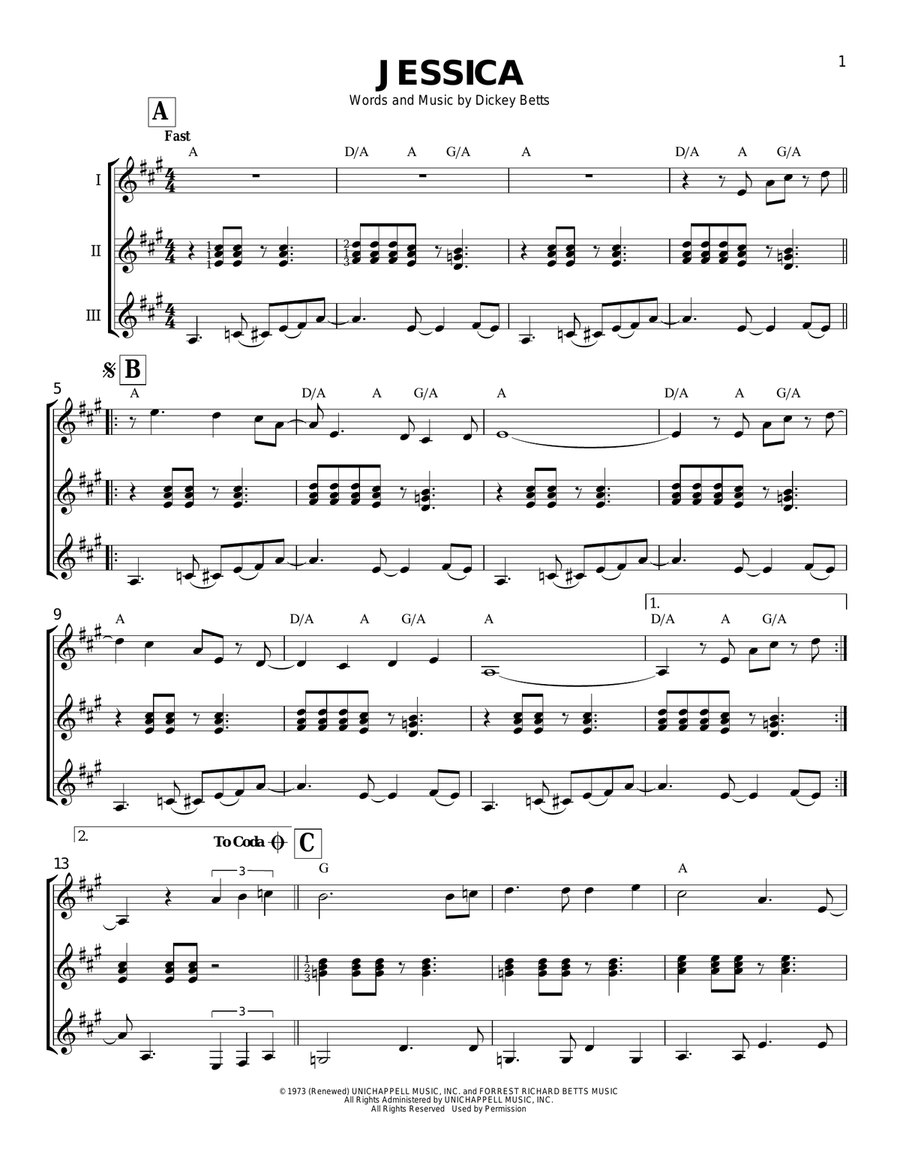 Jessica Guitar Ensemble scores gallery preview page 1