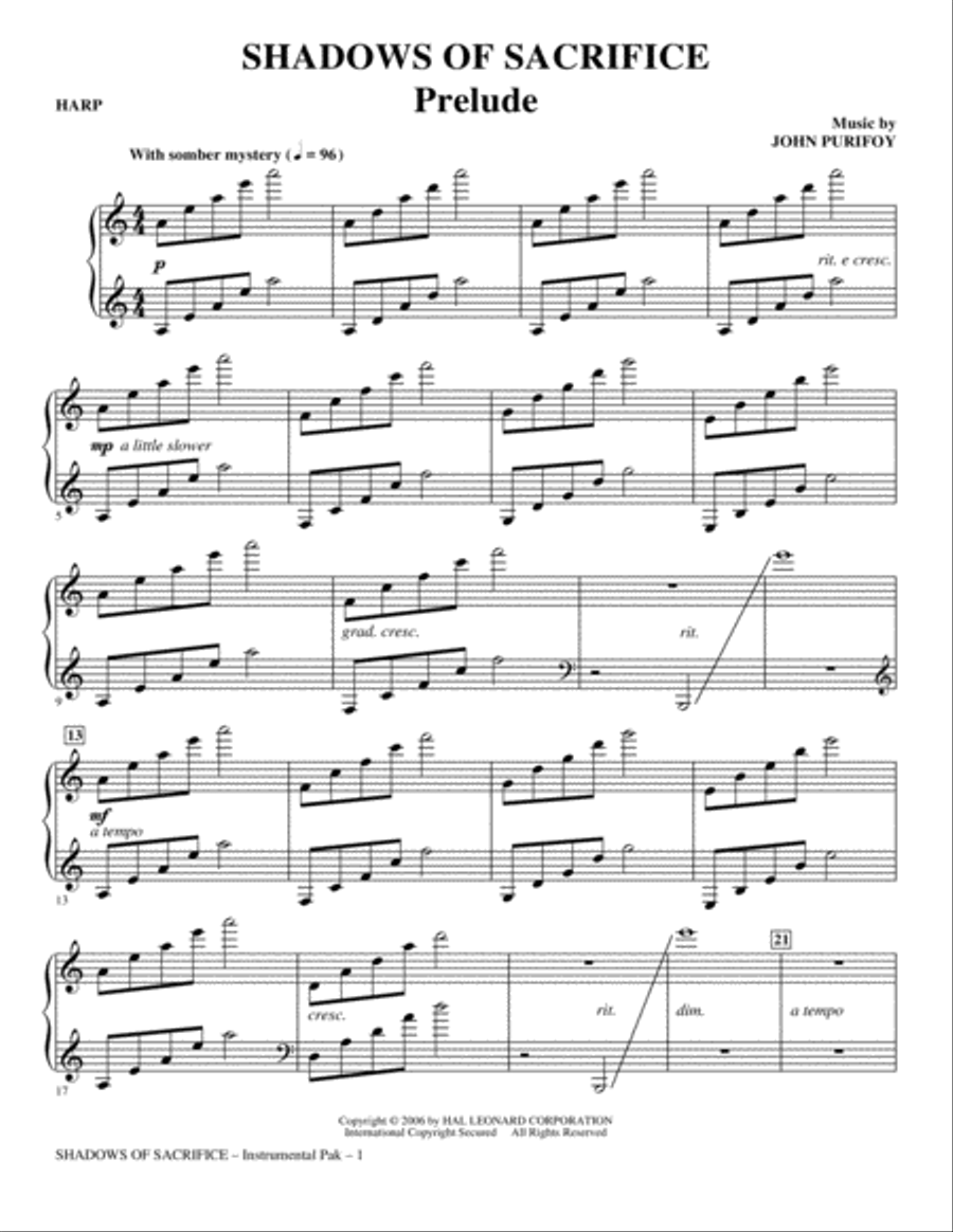 Shadows of Sacrifice - Harp Choir scores gallery preview page 1