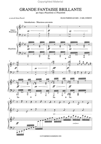 Grande Fantaisie Brillante (Milano 1838) for Harp and Piano or 2 Pianos