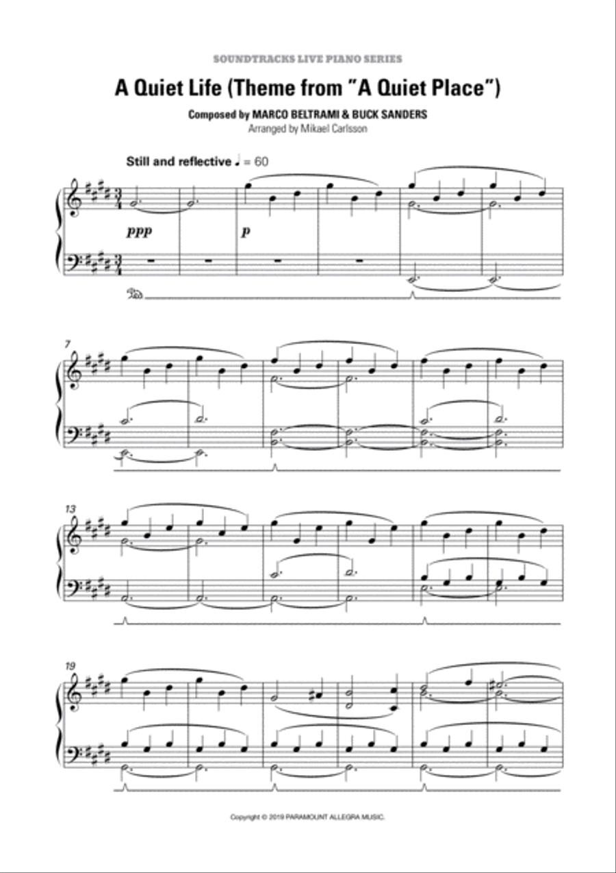 A Quiet Life Piano Solo scores gallery preview page 2