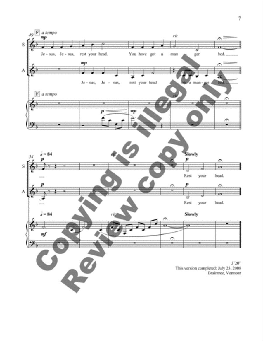 Appalachian Carols: 3. Jesus, Jesus, Rest Your Head SSAA scores gallery preview page 8