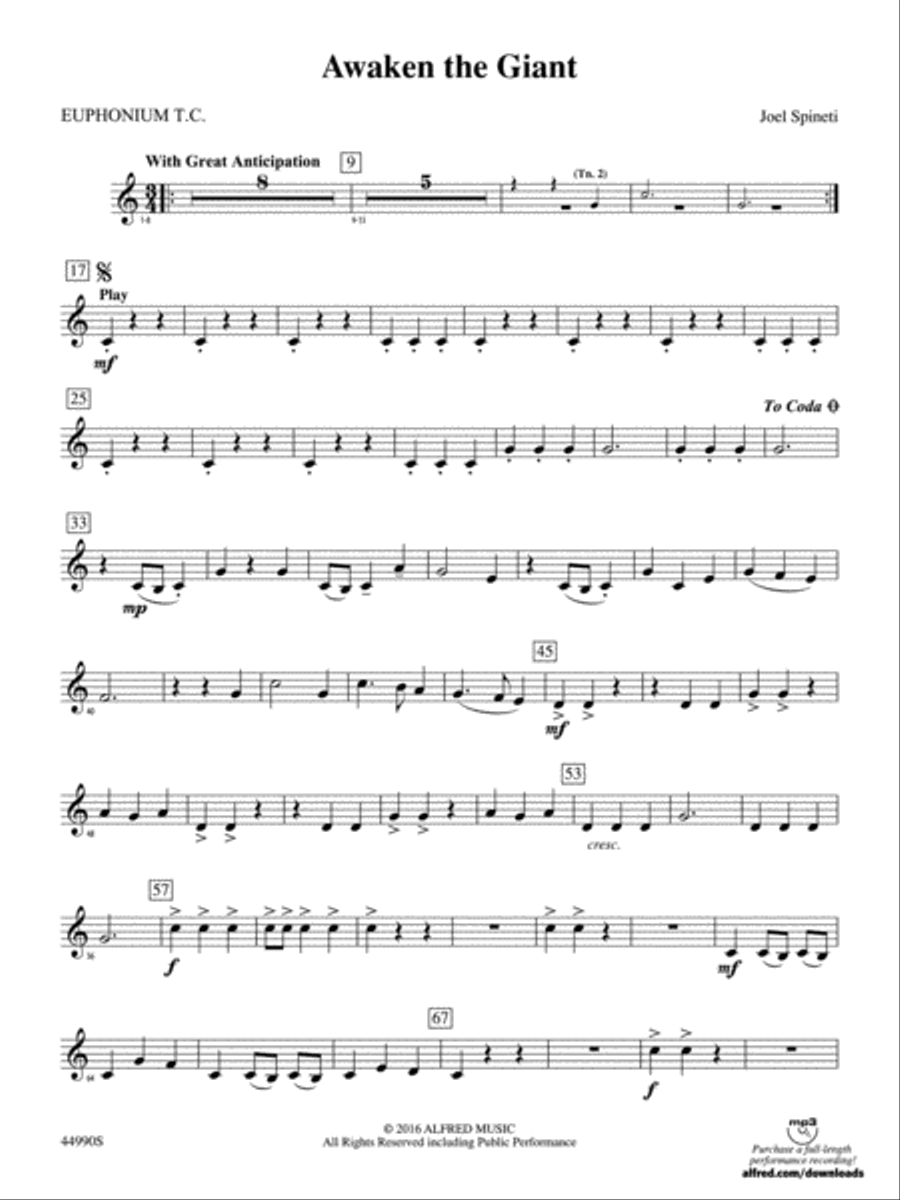 Awaken the Giant: Baritone T.C. Concert Band scores gallery preview page 1