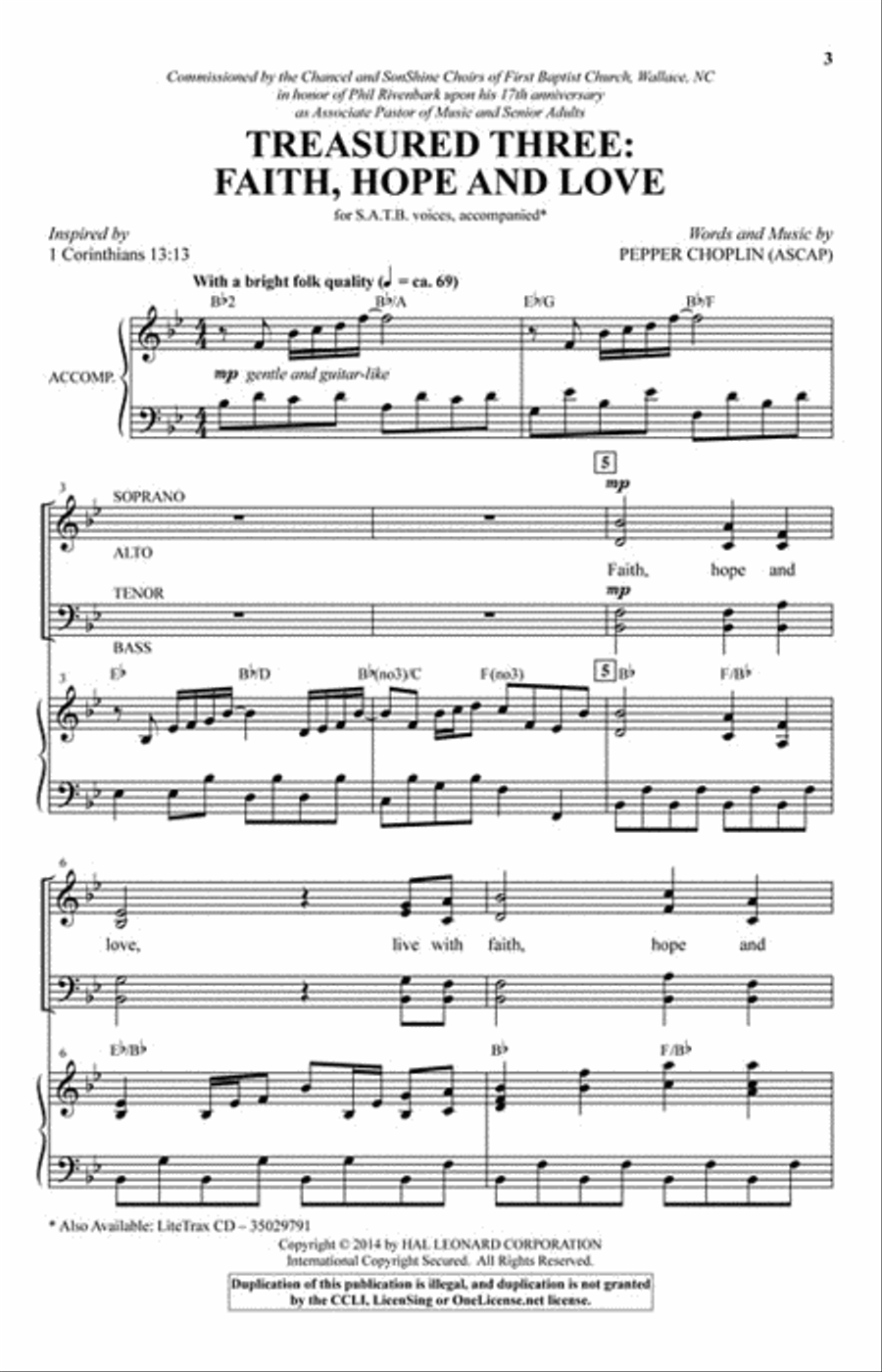 Treasured Three: Faith, Hope And Love 4-Part scores gallery preview page 2