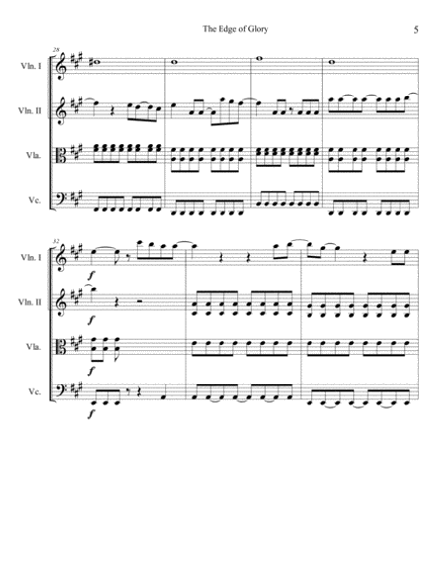 The Edge Of Glory The Edge Of Glory String Quartet scores gallery preview page 5