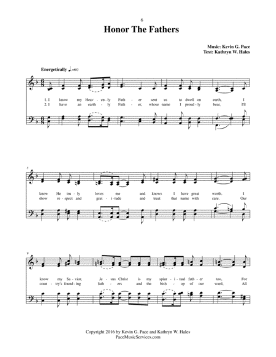 Honor the Fathers - an original hymn 4-Part scores gallery preview page 2