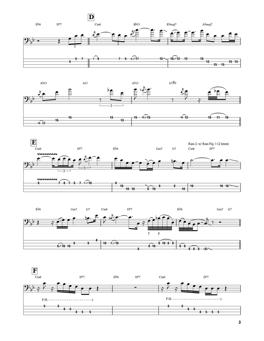 Lonnie's Lament Bass Guitar Tablature scores gallery preview page 3