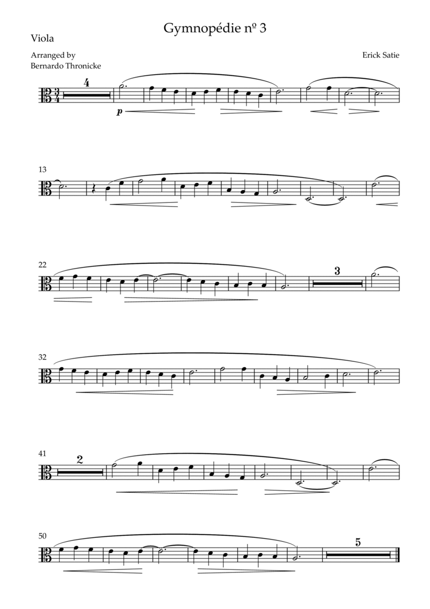 Gymnopédie nº 3 - For Viola image number null