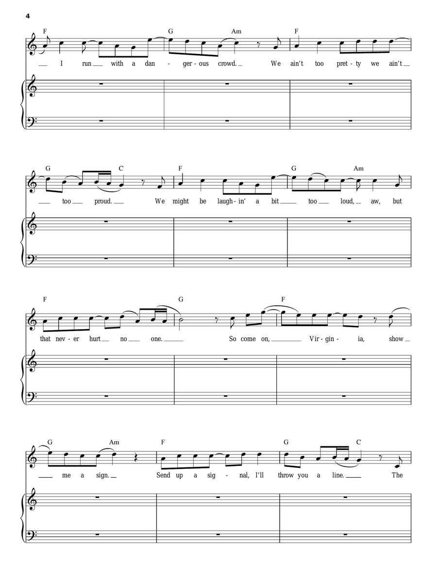 Only The Good Die Young Piano, Vocal scores gallery preview page 4