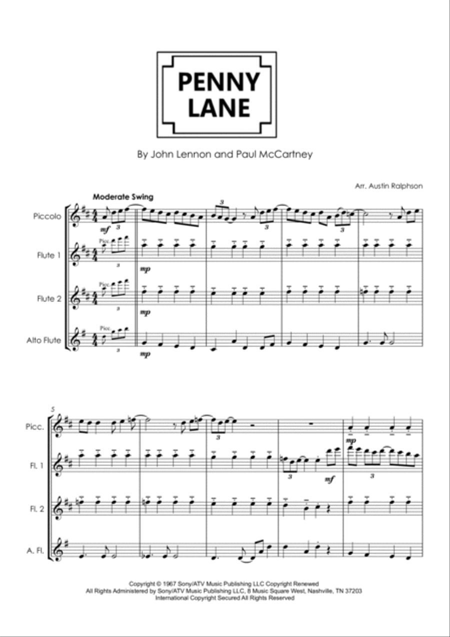Penny Lane Flute Quartet scores gallery preview page 5