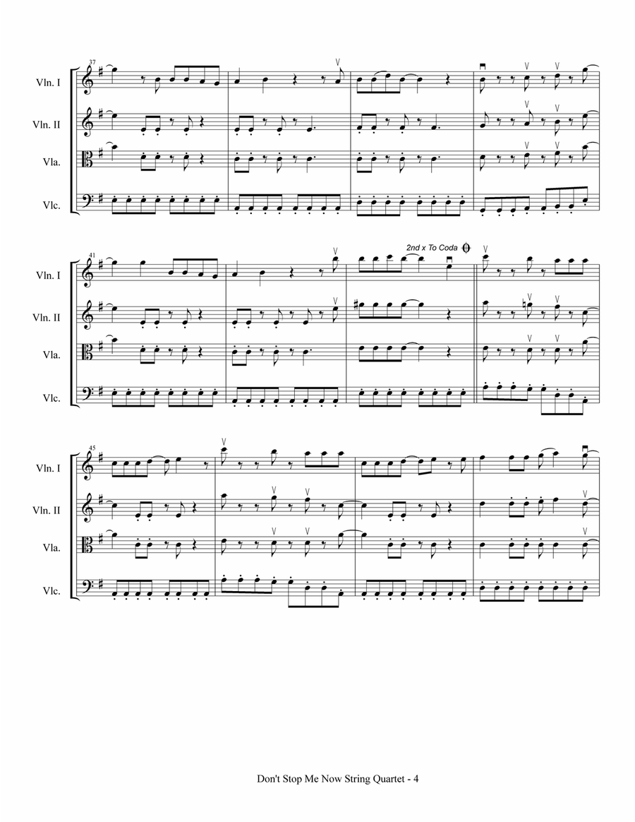Don't Stop Me Now Don't Stop Me Now String Quartet scores gallery preview page 5