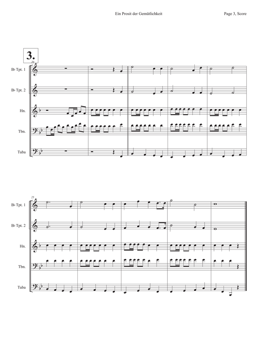 Ein Prosit der Gemütlichkeit Brass Ensemble scores gallery preview page 3