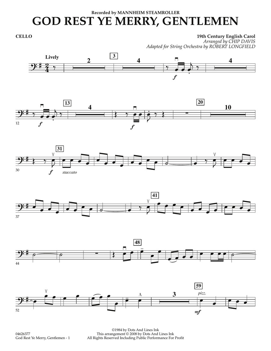 God Rest Ye Merry, Gentlemen - Cello Orchestra scores gallery preview page 1