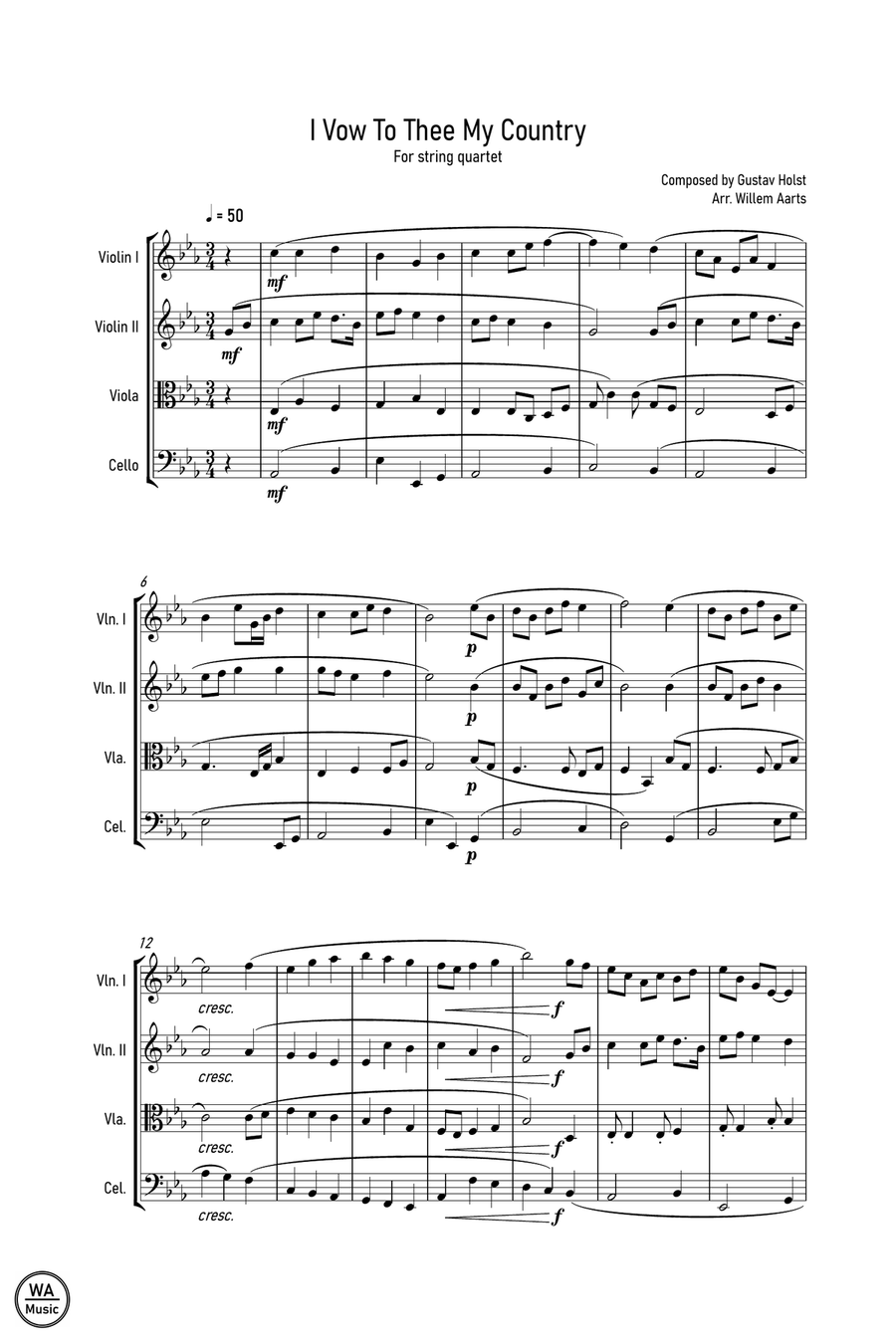 I Vow To Thee My Country by Gustav Holst - String quartet String Quartet scores gallery preview page 2