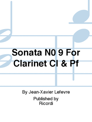 Sonata N0 9 For Clarinet Cl & Pf