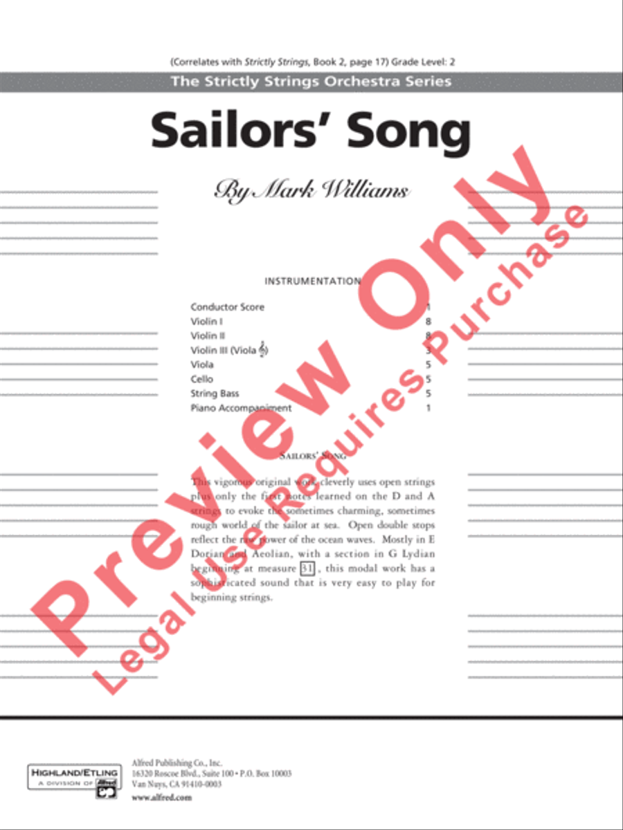 Sailor's Song Sailor's Song String Orchestra scores gallery preview page 2