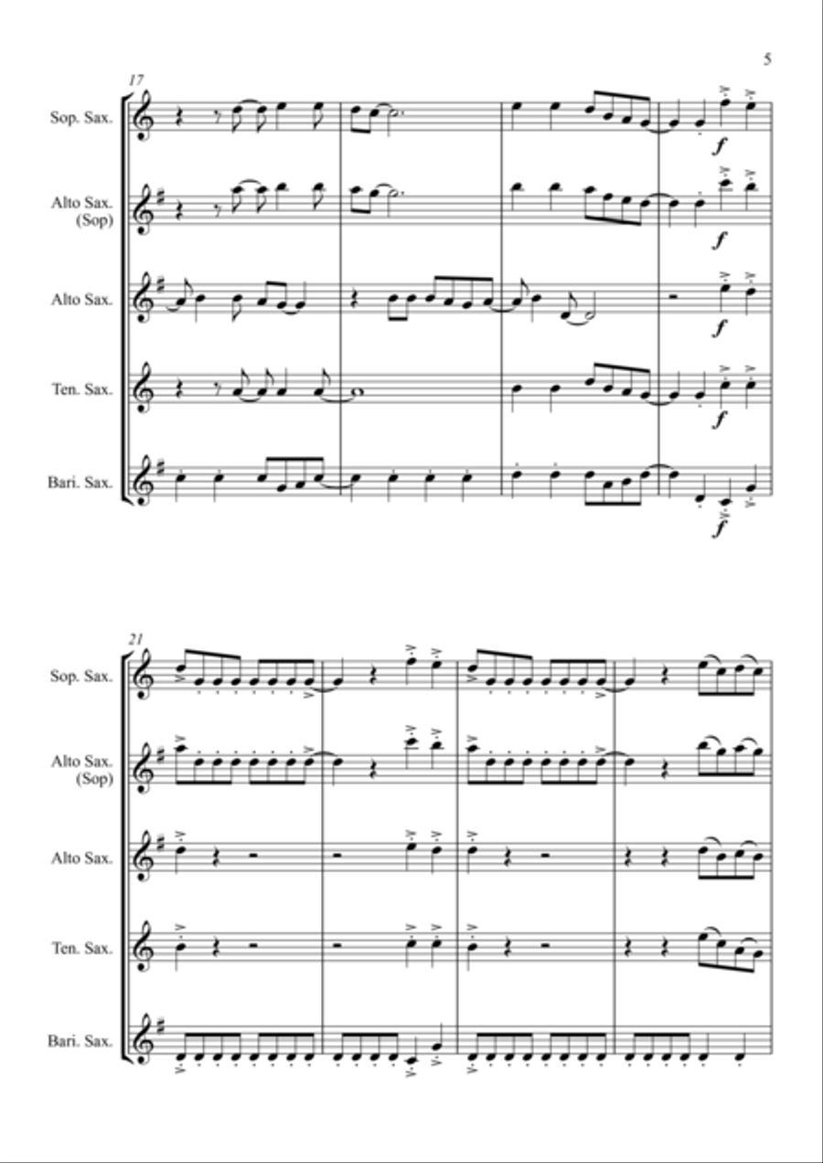 Mamma Mia Saxophone Quartet scores gallery preview page 5