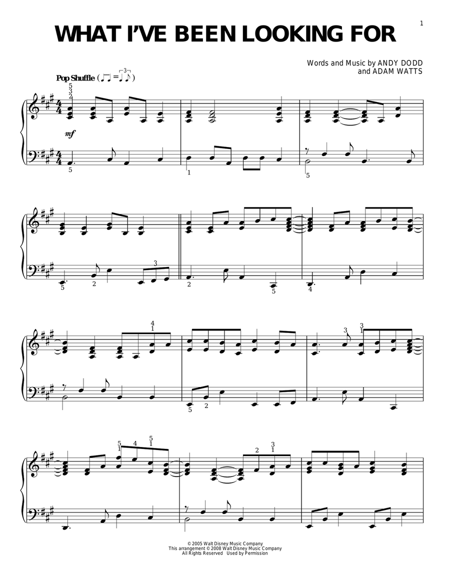 What I've Been Looking For Piano Solo scores gallery preview page 1